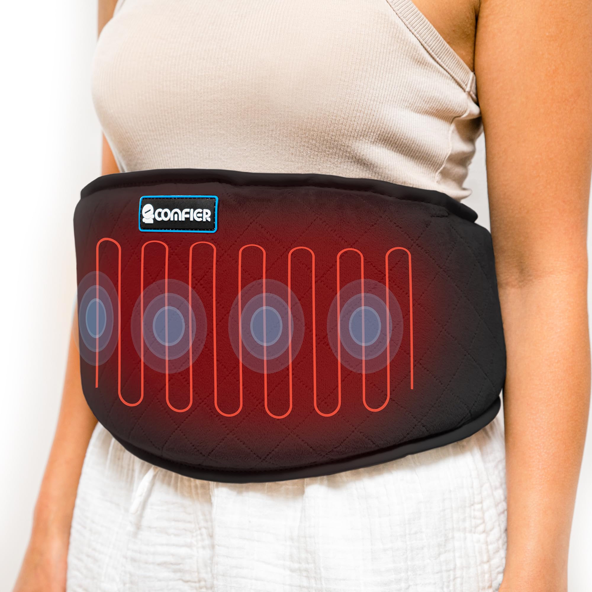 Comfier Ceinture Lombaire Chauffante avec Massage - Coussin Chauffant pour les maux de Dos, Ceinture Massante Chauffante par vibration avec arrêt automatique, Cadeau Homme/Femme/Parents…