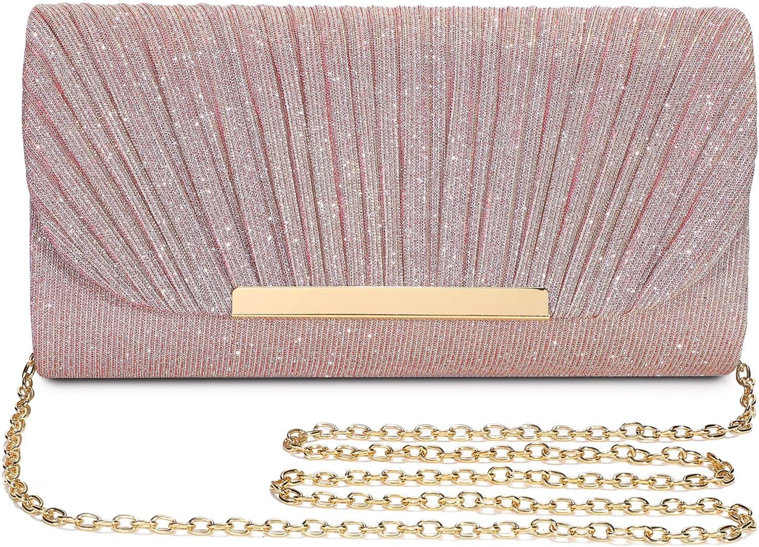 Evening Bag Clutch Purse for Women, Sparkly Sequin Envelope Crossbody Handbag
