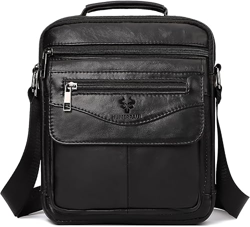 HUMERPAUL Petit sac à bandoulière pour homme en cuir véritable pour le travail e