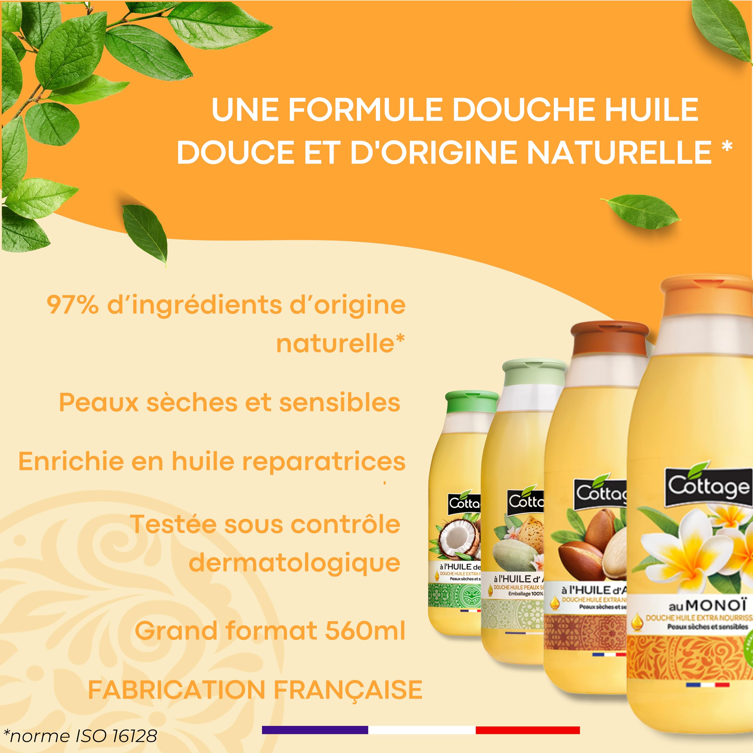 Cottage - OFFERTA SPECIALE - Confezione variegata 6 docce Olio Extra Nutrienti 560ml - 97% di ingredienti di origine naturale - Made in France