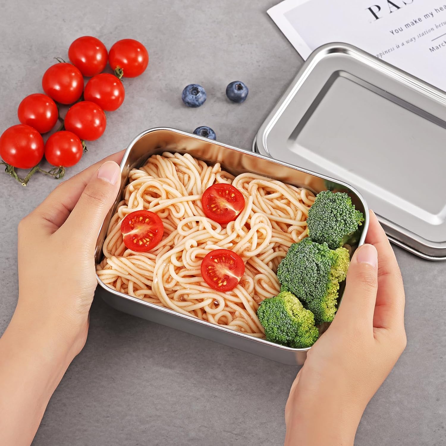 2 Pcs 304 Stainless Steel Bento Box, 850ml (28oz) Metal Food Storage Snack Containers, Reusable Dishwasher Safe Lunch Snack Boxes for Work and Travel (850mlx2) - Image 5