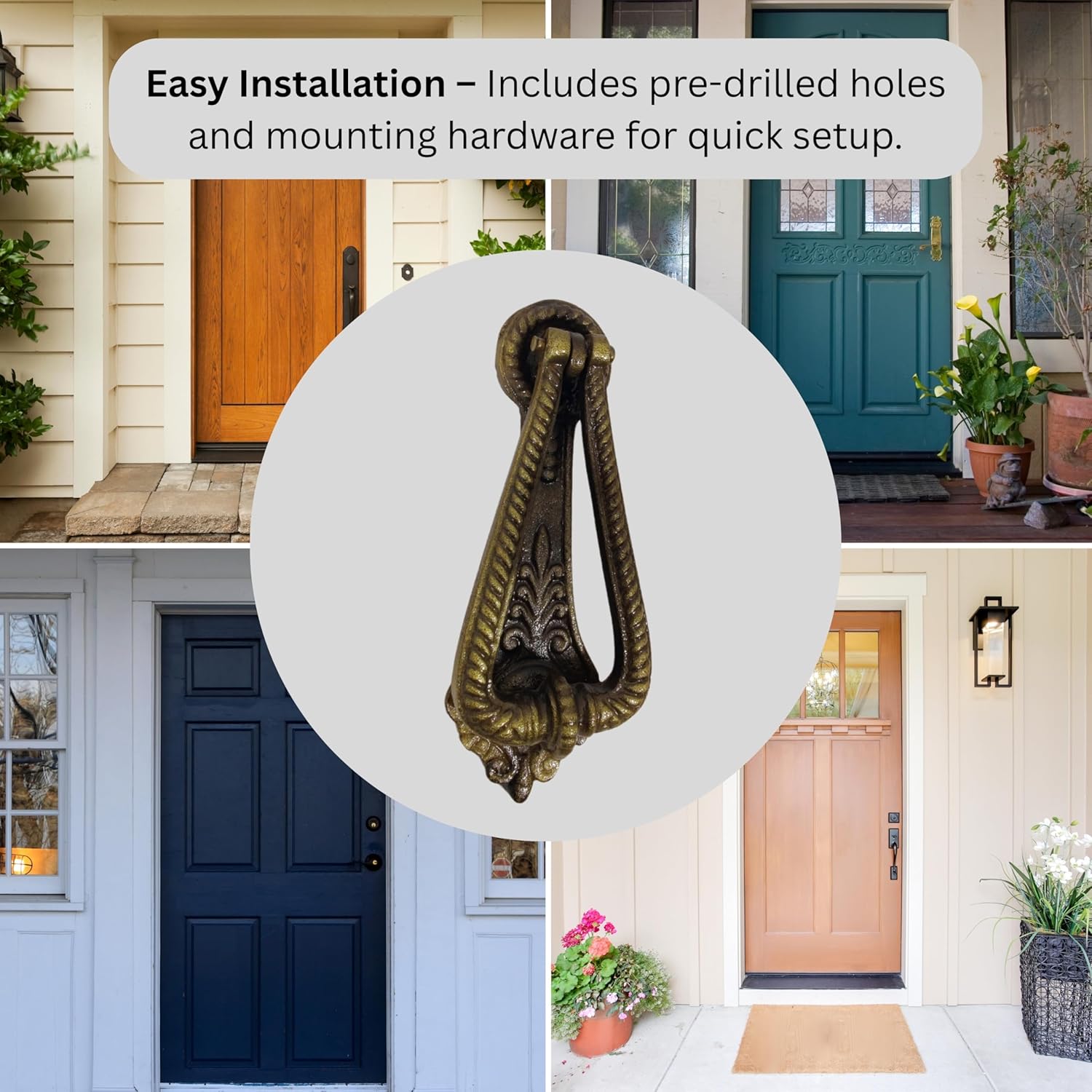 Norse’s Tradecraft Antique Metal Door Knocker for Front Door, Vintage Decorative Hardware with Rustic Classic Design, Heavy Duty Cast Iron Entry Knocker for Home, Farmhouse, Outdoor or Indoor Décor