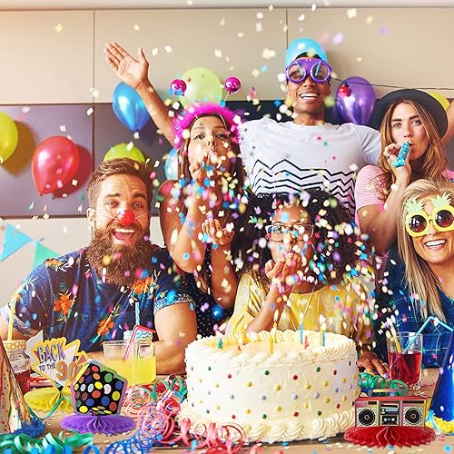 Miniatura 7 de 9 piezas de decoración de fiesta temática de los años 90, centros de mesa de nido de abeja, decoración de mesa retro, suministros de hip hop