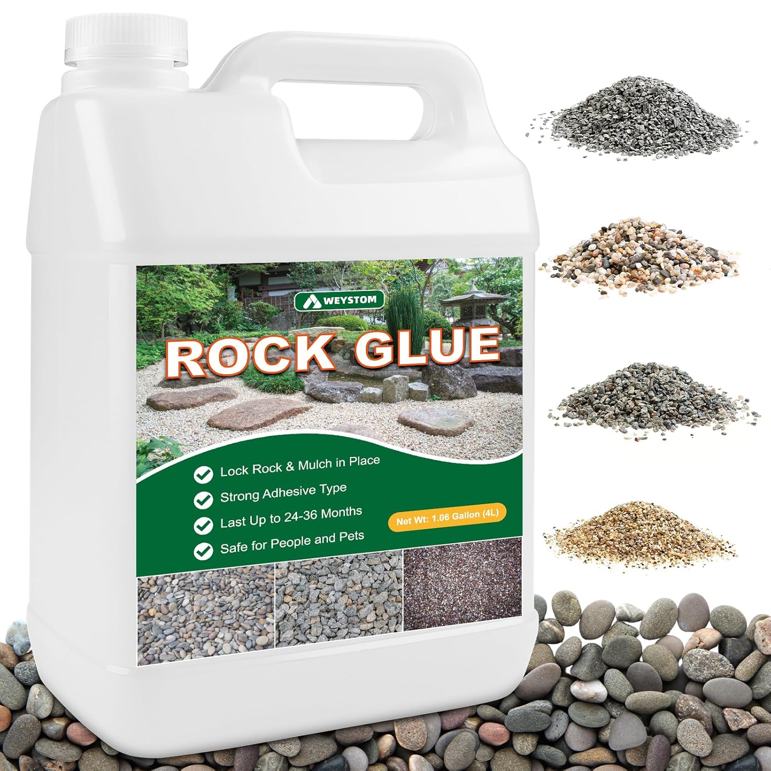 Rock Glue for Landscaping - Mulch Glue, Concentrated Formula for Pea Gravel, Mulch, Rocks, Decorative Stone | Non-Toxic, Fast-Drying, Water-Permeable | Mix with Water for Use