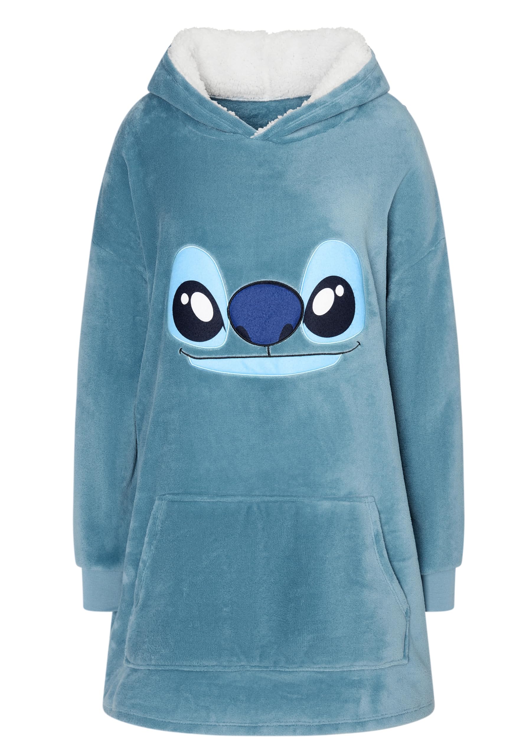 Disney Lilo & Stitch Oversize Sudadera con capucha y orejas para mujer - Ohana Oversized Women's Cosy Sweater Fluffy Blanket Sweater Azul