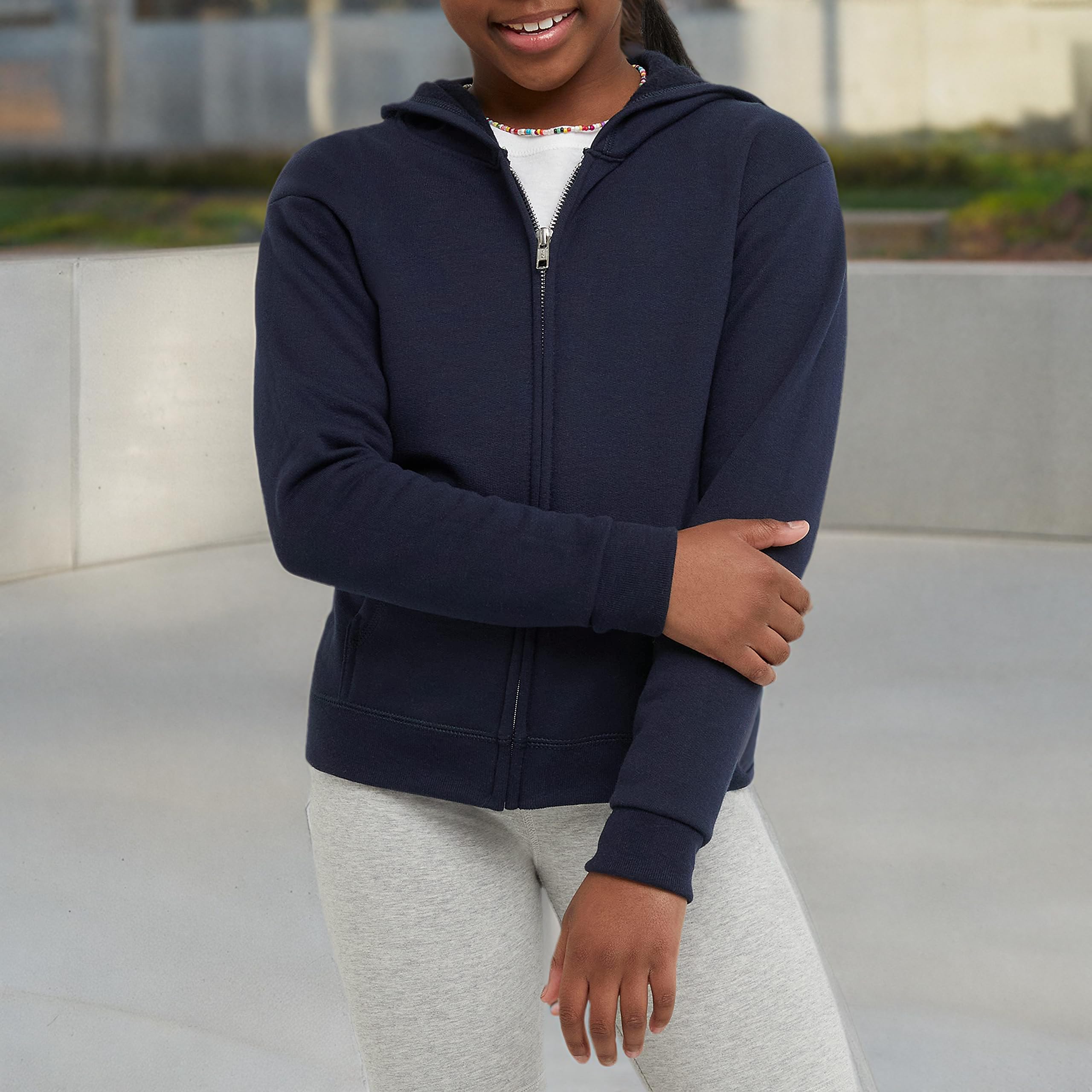 Hanes Comfortsoft Ecosmart - Sudadera con Capucha y Cremallera Completa para niña