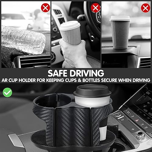Miniatura 5 de Reofrey Adaptador expansor multifuncional 2 en 1 para portavasos de automóvil, soporte universal doble con soporte ajustable, boca elástica de