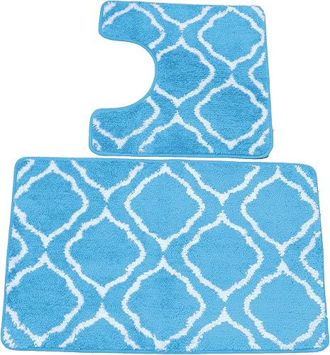 Miniatura 8 de Juego de baño de 18 piezas 2 alfombrasalfombras, 1 cortina de ducha de tela, 12 anillos cubiertos de tela, 3 piezas Juego de toallas decorativas.