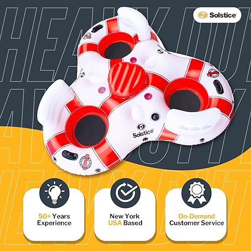 Miniatura 7 de SOLSTICE Super Chill Inflatable River Raft Float Tube Series 1-6 Person With Cupholders Cooler Mesh Bottom Backrest Grab Handles Tie On Rope For