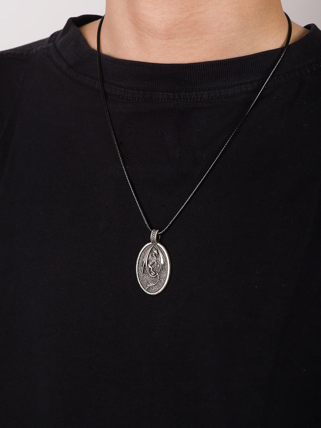 HAQUIL Dragon Necklace, Antique Medieval Dragon Pendant, Faux Leather Cord, Jewelry Gift for Men and Women - Image 6