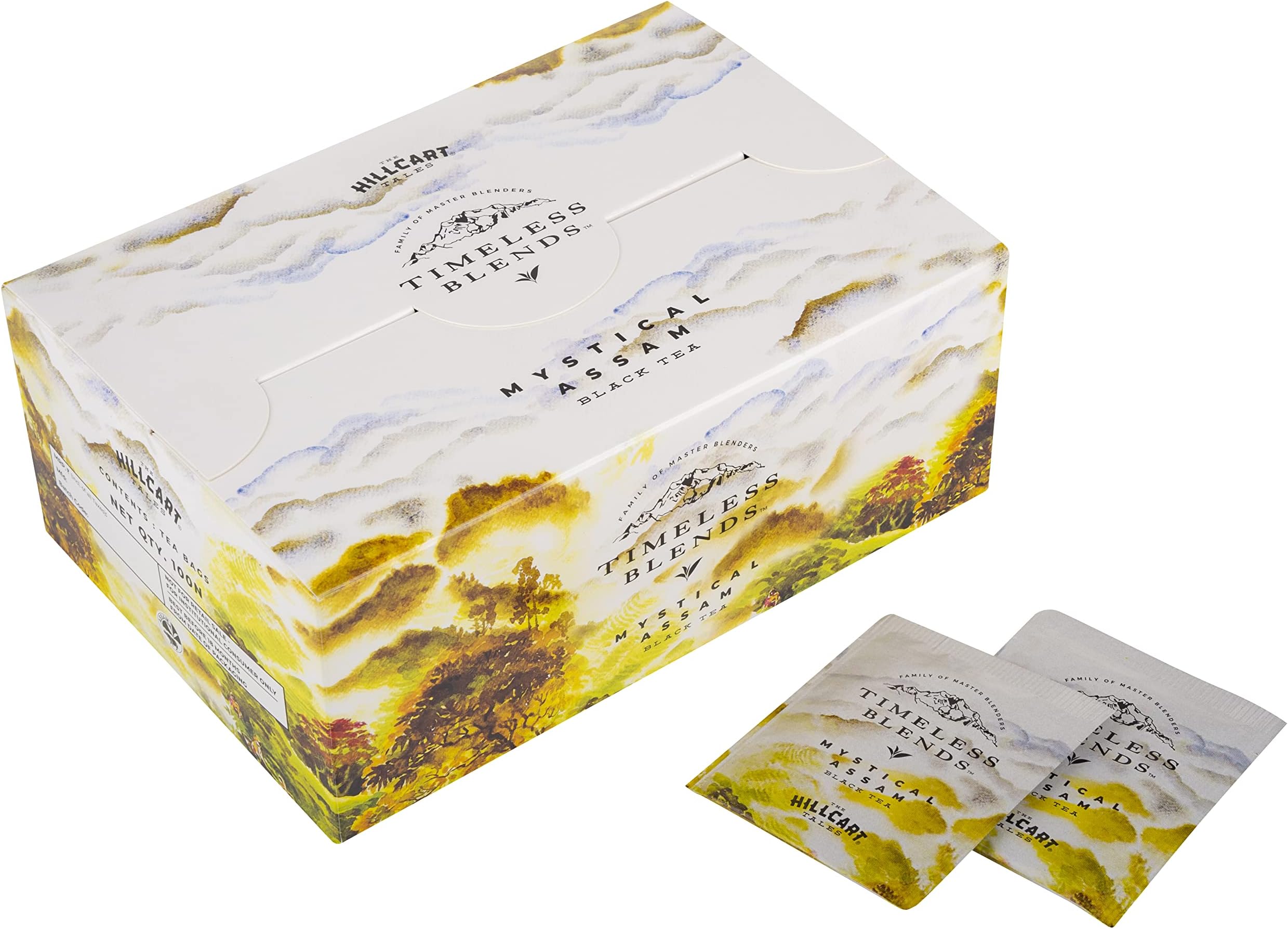 Timeless Blends by The Hillcart Tales Mystical Assam Tea Bags 100 Pieces, Premium Assam Black Tea Leaves With Earth Fragrance, Original Assam Tea in Double Chamber Teabags, 200 gms