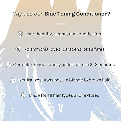 Miniatura 6 de oVertone Haircare - Acondicionador tonificante azul, neutraliza el cobrizo para cabello rubio a castaño claro, fórmula profundamente hidratante con