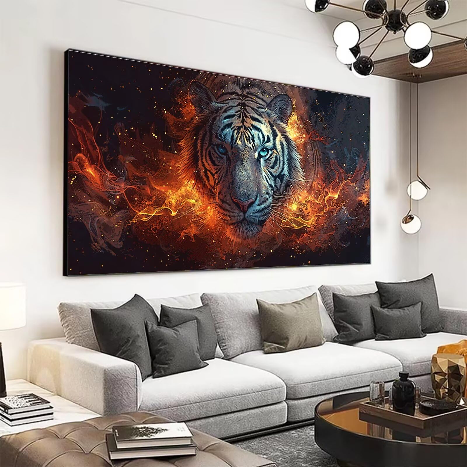 Peinture Numero Adulte Tigre Peinture Par NuméRos Grand Format Animal Loisirs CréAtifs Adultes Enfant DIY NuméRo D'Art Complet Kit DéButants ,Cadeau GarçOns Filles 3+ Ans, Sans Cadre 80x160cm M-911