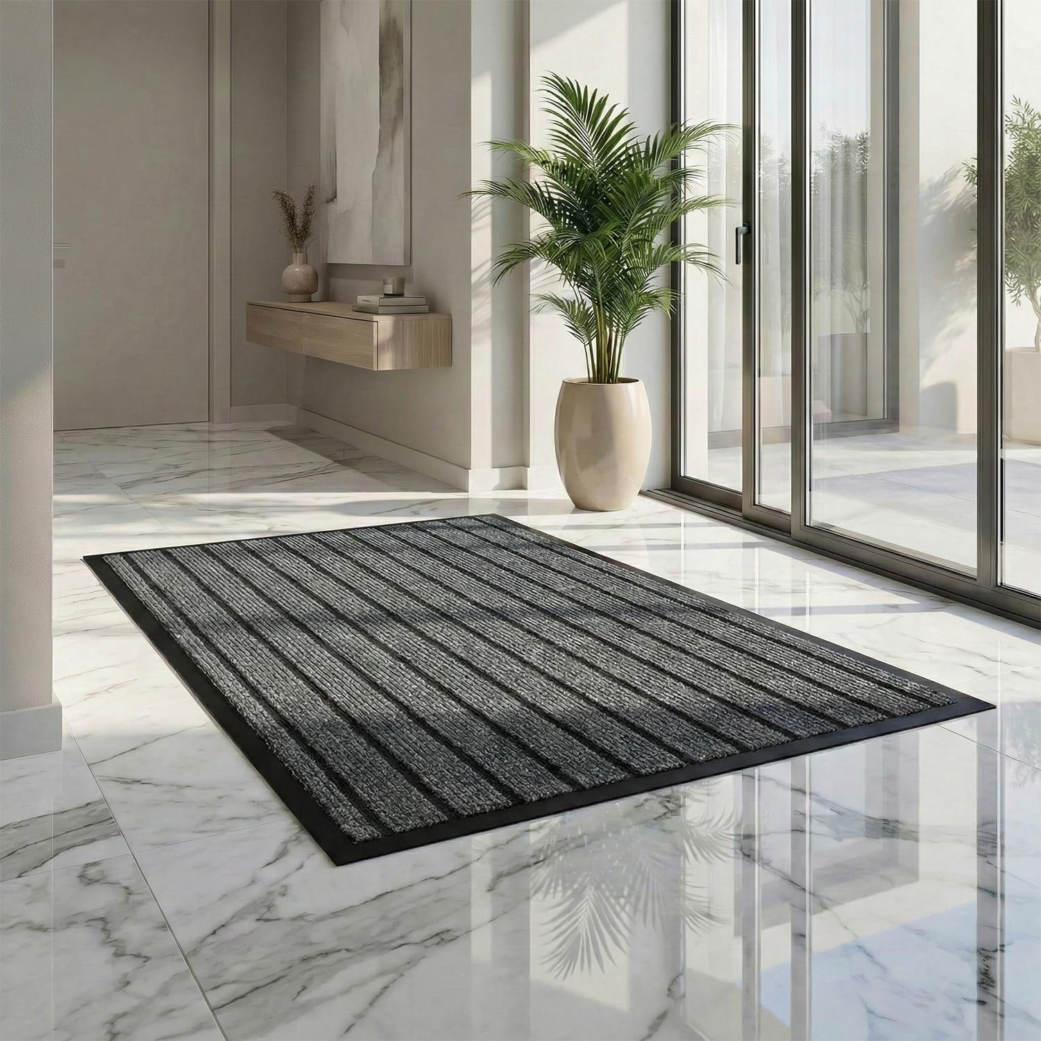 Cozy Haven Rubber Rug – Outdoor & Indoor Heavy Duty Washable Non-Slip Rug for Kitchen Garden, Inside & Outside Floor Mats, Waterproof and Dirt Trapper Entrance Rug (120x150 cm, Grey 2)