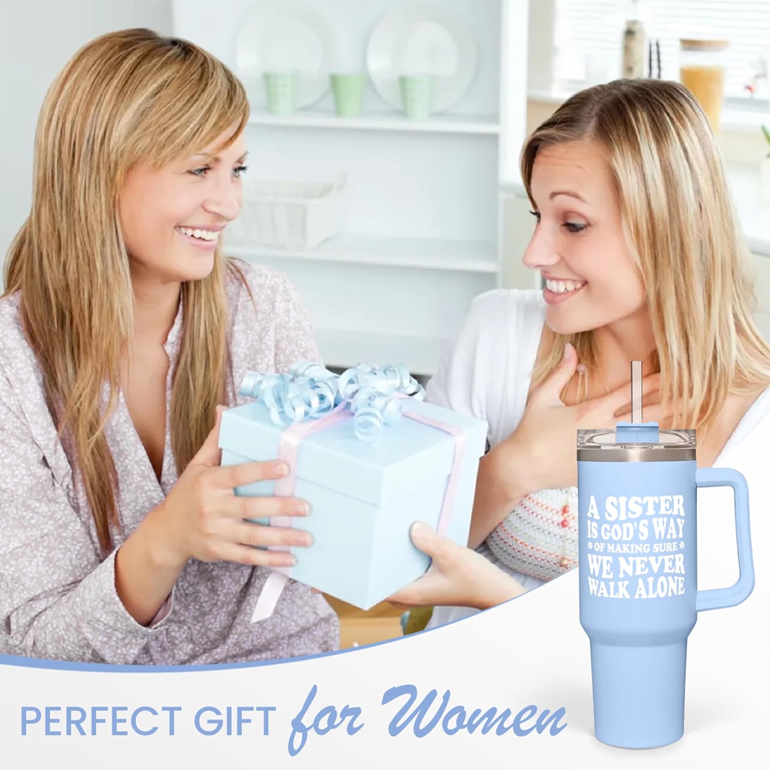 SANDJEST Sisters Gifts from Sister - Tumbler 40oz Stainless Steel Insulated with Handle and Straw Christmas Birthday Friendship Gifts for Soul Sister BFF Bestie Best Friends - Image 7