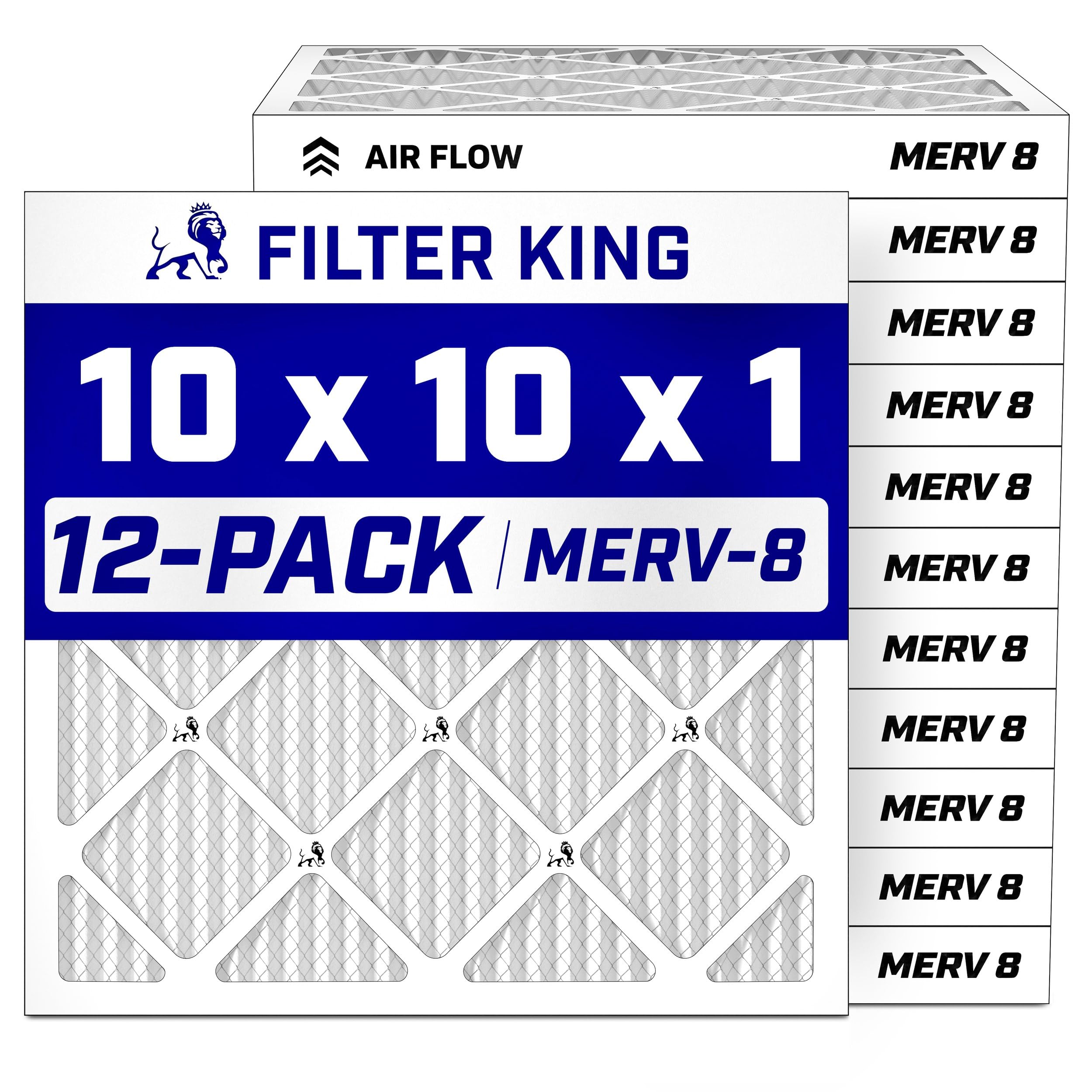 Filter King 10x10x1 Air Filter MERV 8, 12-Pack