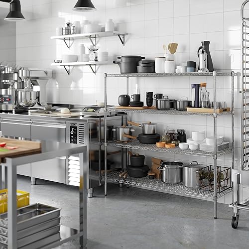 Miniatura 310 de Kit de estantería de alambre cromado de 4 niveles de 24 pulgadas de profundidad x 24 pulgadas de ancho x 64 pulgadas de alto Unidad de estante