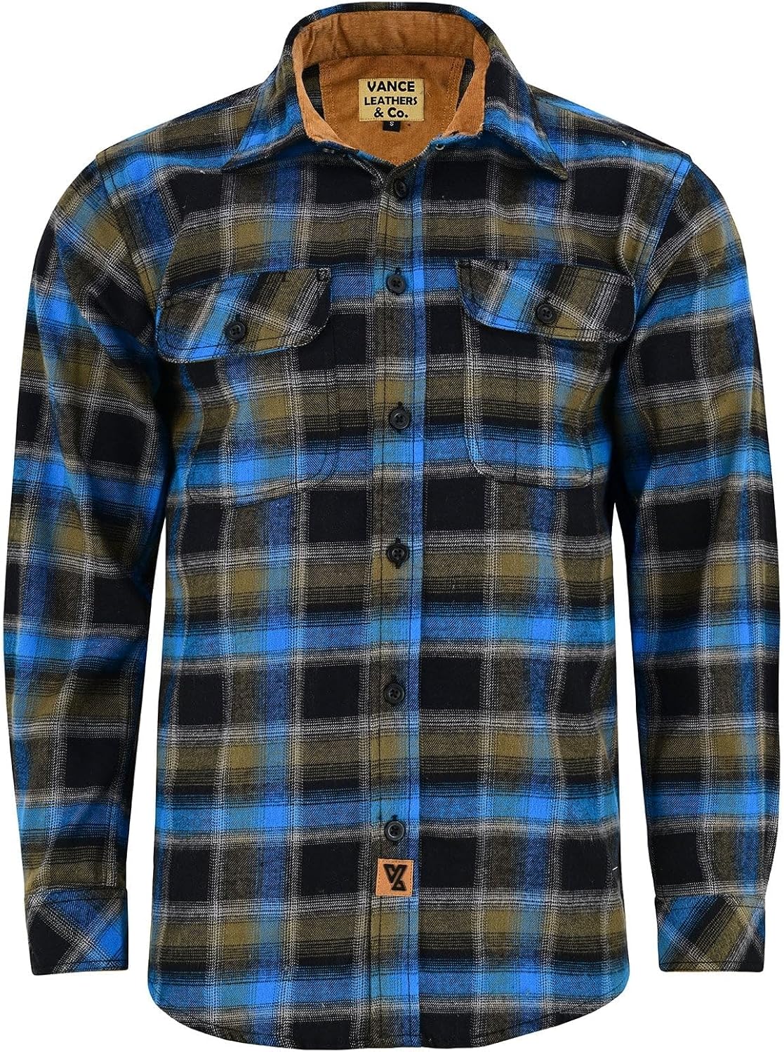 Men's Long Sleeve Plaid Button Down Casual Flannel Shirt, for Men Soft 100% Cotton, Corduroy Cuffs - Image 5