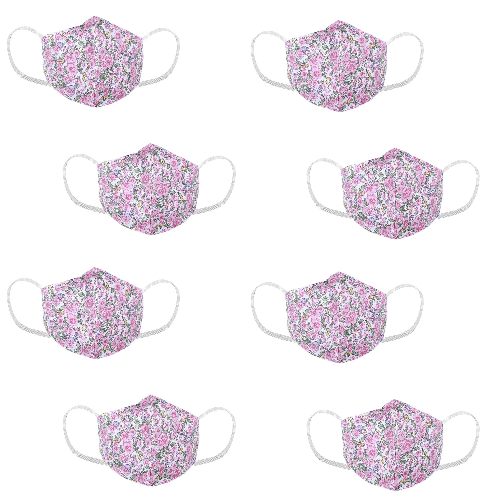 Rimi Couture 100% Cotton Fabric Face Mask, Soft and Breathable Fabric, Washable and Resuable, Soft Elastic Ear Band, 3-Layered for Better Protection, Unisex, High Nose Design, Pack of 8