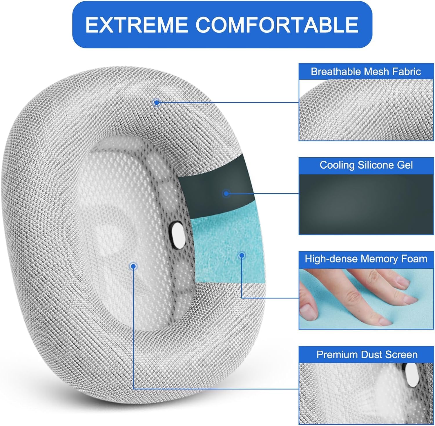 Amazon | イヤークッション Apple AirPods Maxヘッドホン用 メッシュ