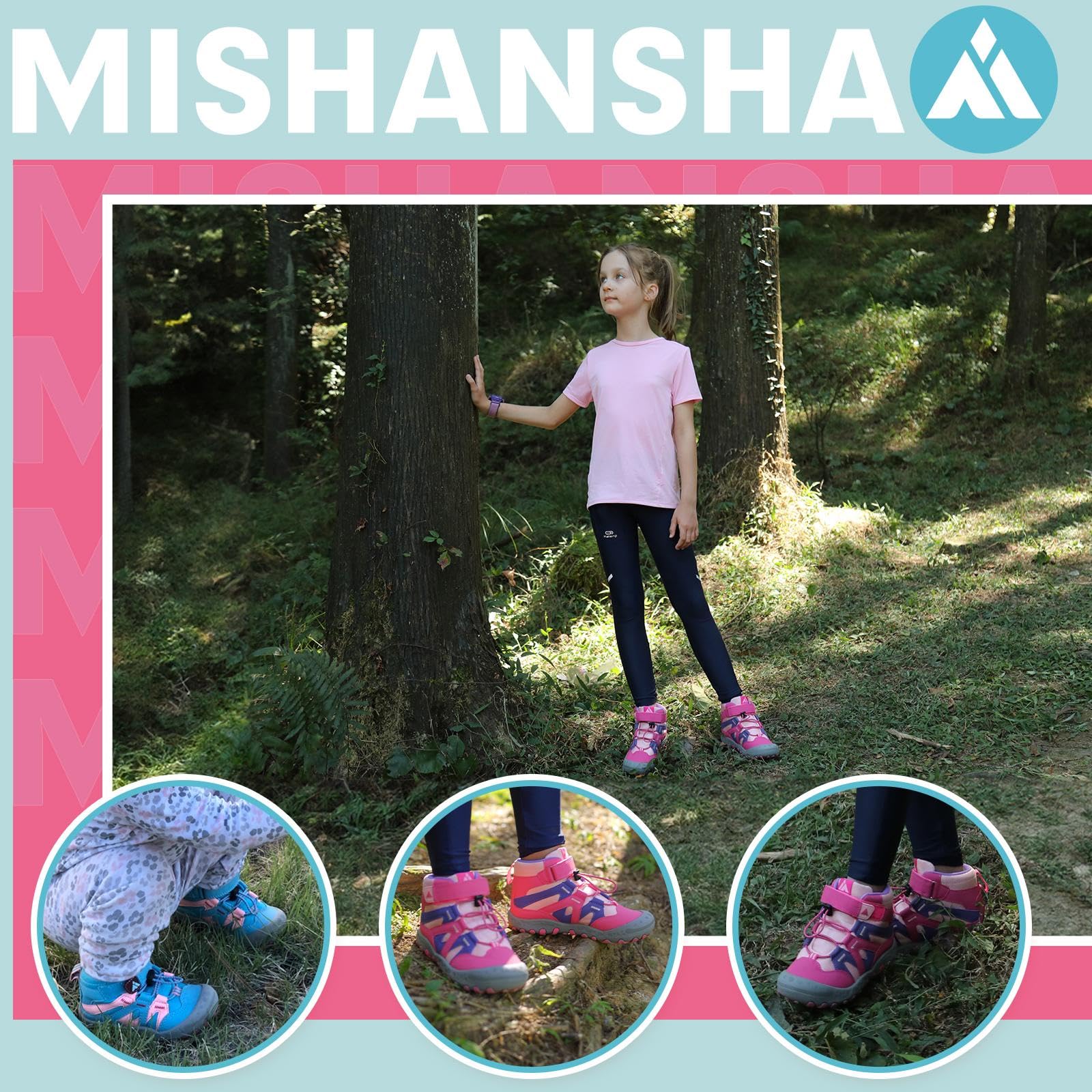 Mishansha Kinder Wanderschuhe Trekkingschuhe Mädchen Jungen Leicht rutschfest Outdoorschuhe Turnschuhe Gr.24-38