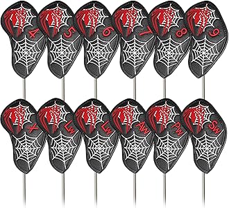FINGER TEN Premium Synthetic Leather Stylish Iron & Wedge Golf Head Covers Value 12 Piece Set, Embroidered Labels & Fits Most Clubs Gift Set, Travel Protection Accessories