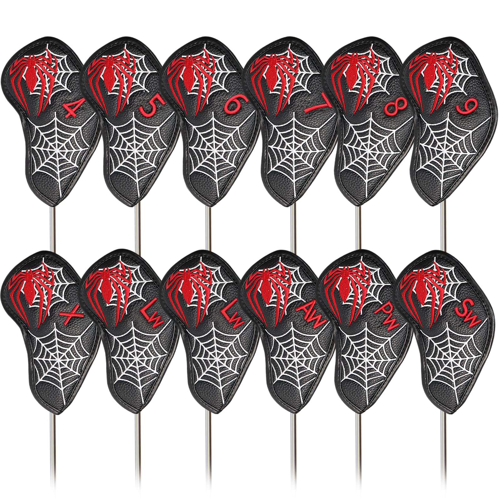 FINGER TENGolf Iron Head Covers Value 12 Piece Set, Synthetic Leather Deluxe Club Headcover, Universal Fit Main Iron Clubs Gift Set