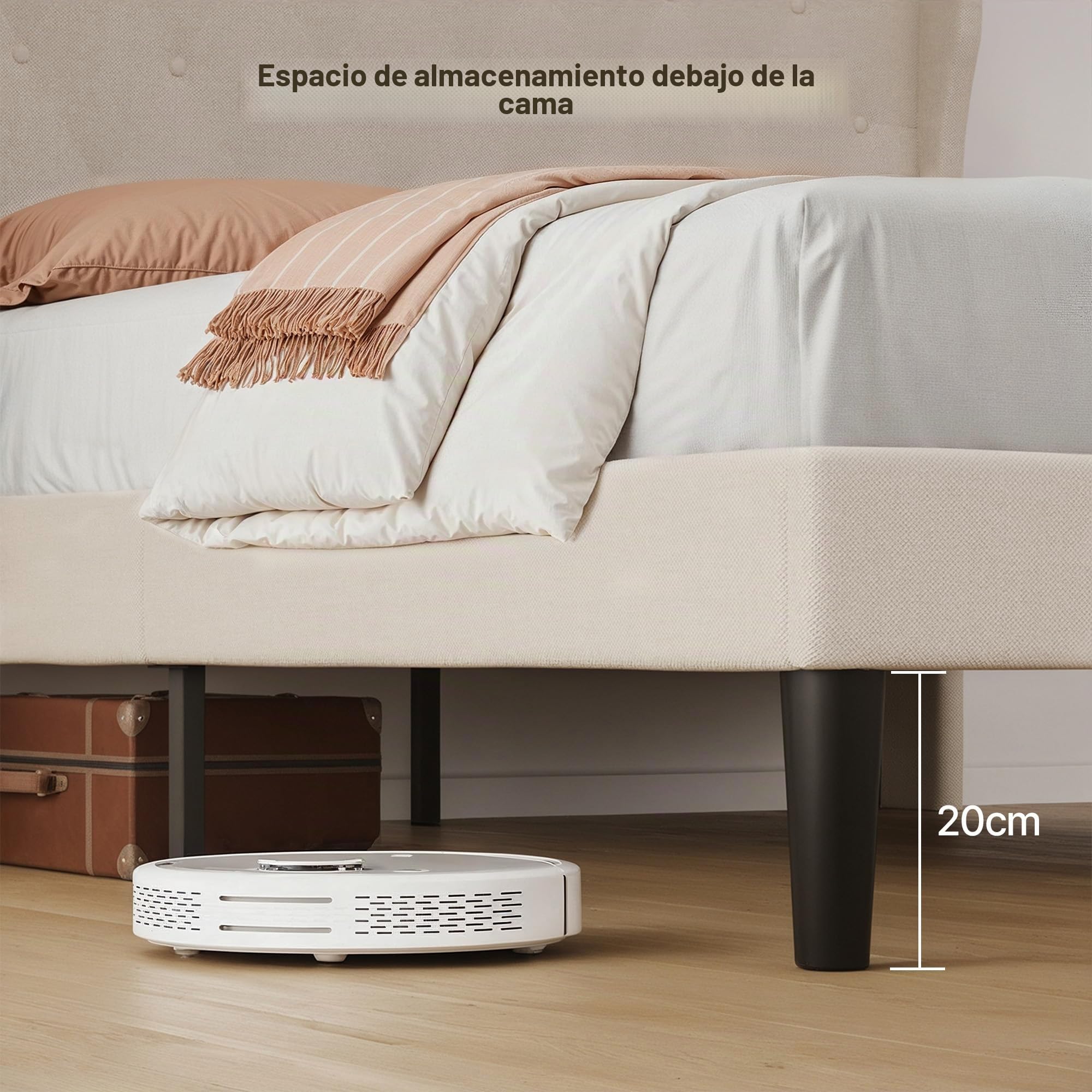 Xbro Cama Tapizada 90x200 cm con Cabecero Acolchado y Somier de Lamas de Madera, Cama Individual Estable con Almacenaje, Montaje Fácil