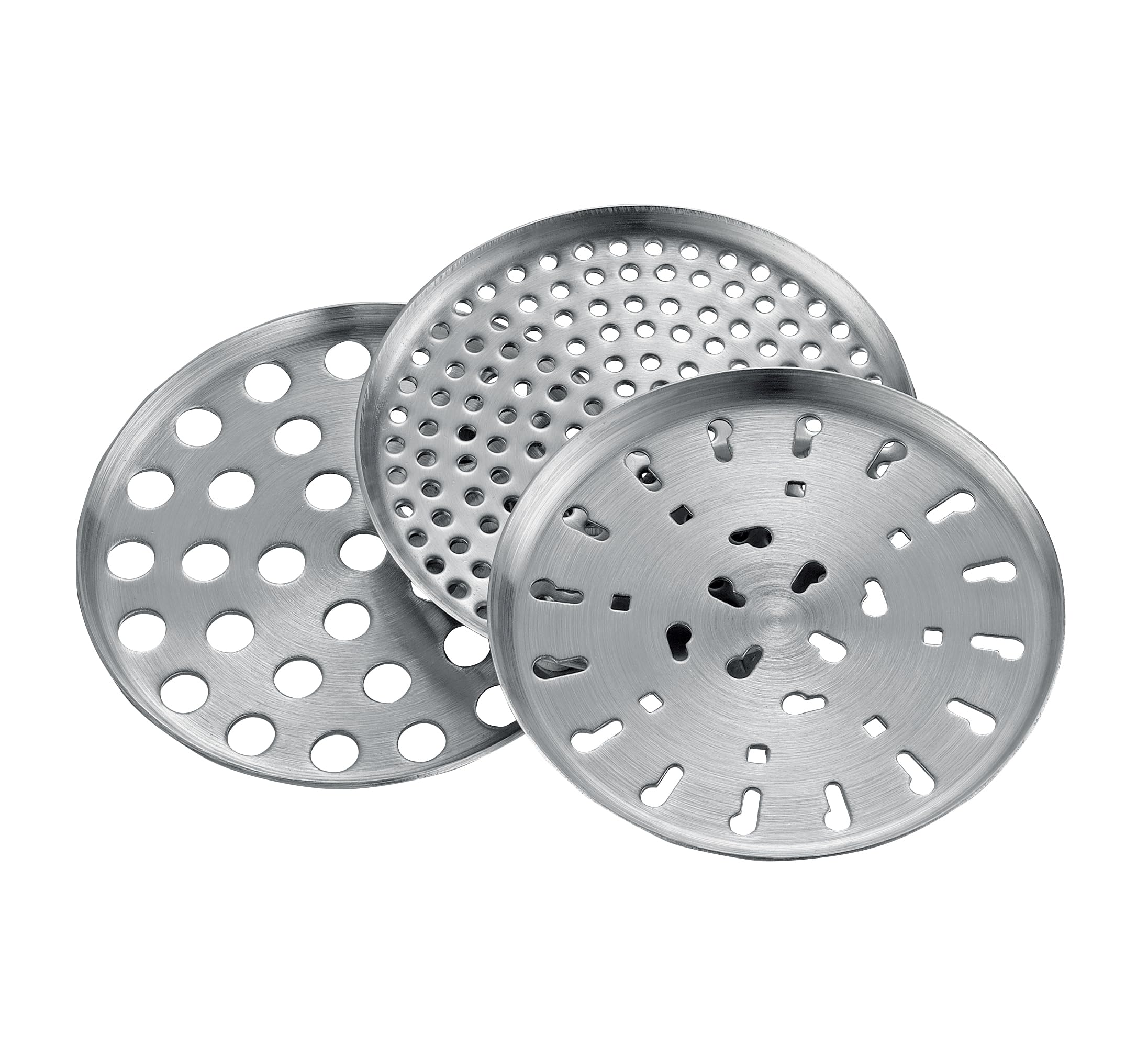 Küchenprofi Kartoffelpresse TRIO | Edelstahl rostfrei | Inklusive 3 Lochscheiben | Kartoffelpüree, Spätzle, Spaghettieis ohne Mühe | Multipresse für Kartoffelbrei und Pürees | Länge 27,5 cm | Püreepresse, für Spätzle und Spaghettieis, Einrast-System, ergo