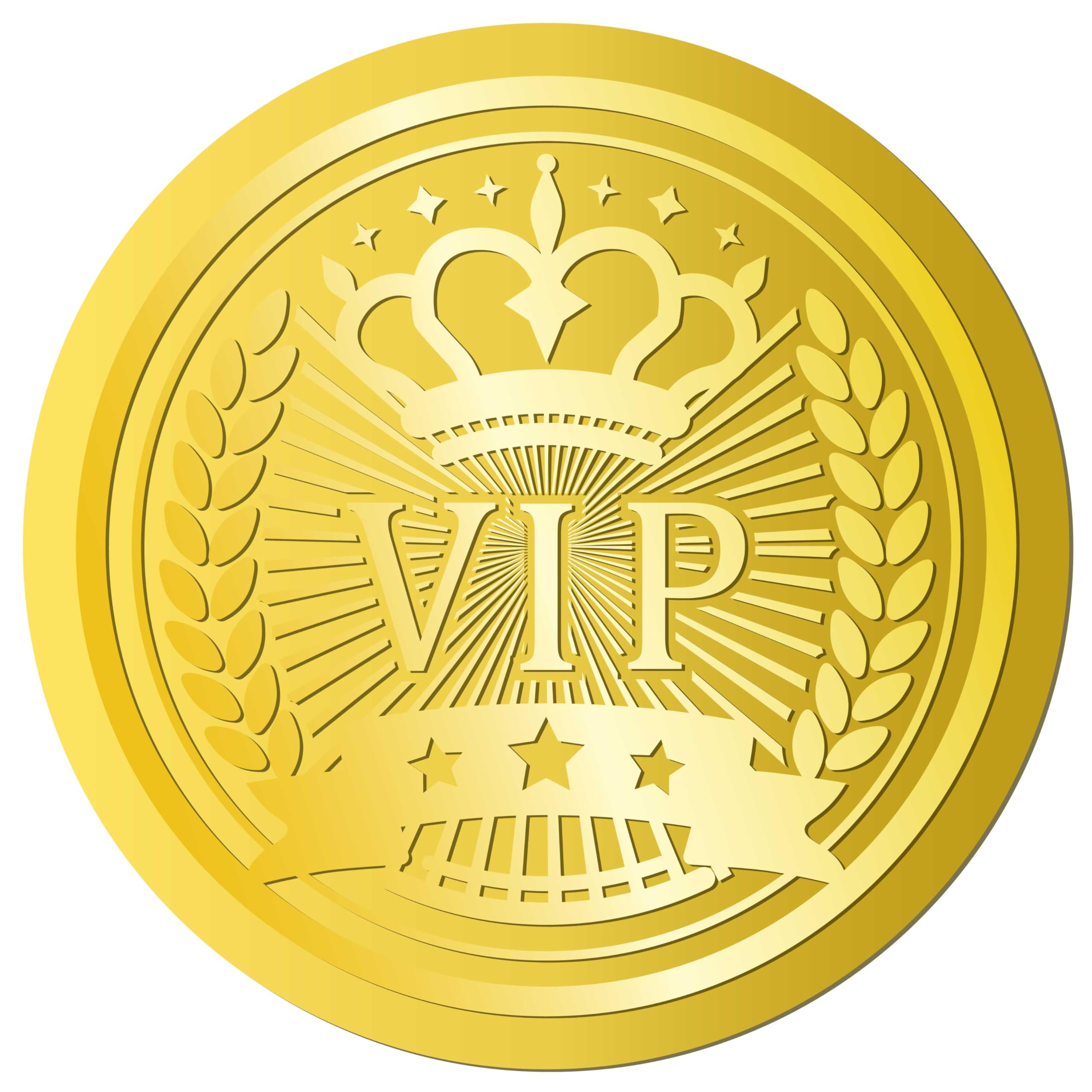 CRASPIRE 408 Uds Corona VIP Pegatinas En Relieve de Lámina Dorada 2" Sobres Autoadhesivos Sellos Adhesivos Etiquetas Redondas para Invitación de Boda Graduación Certificados Corporativos Diplomas