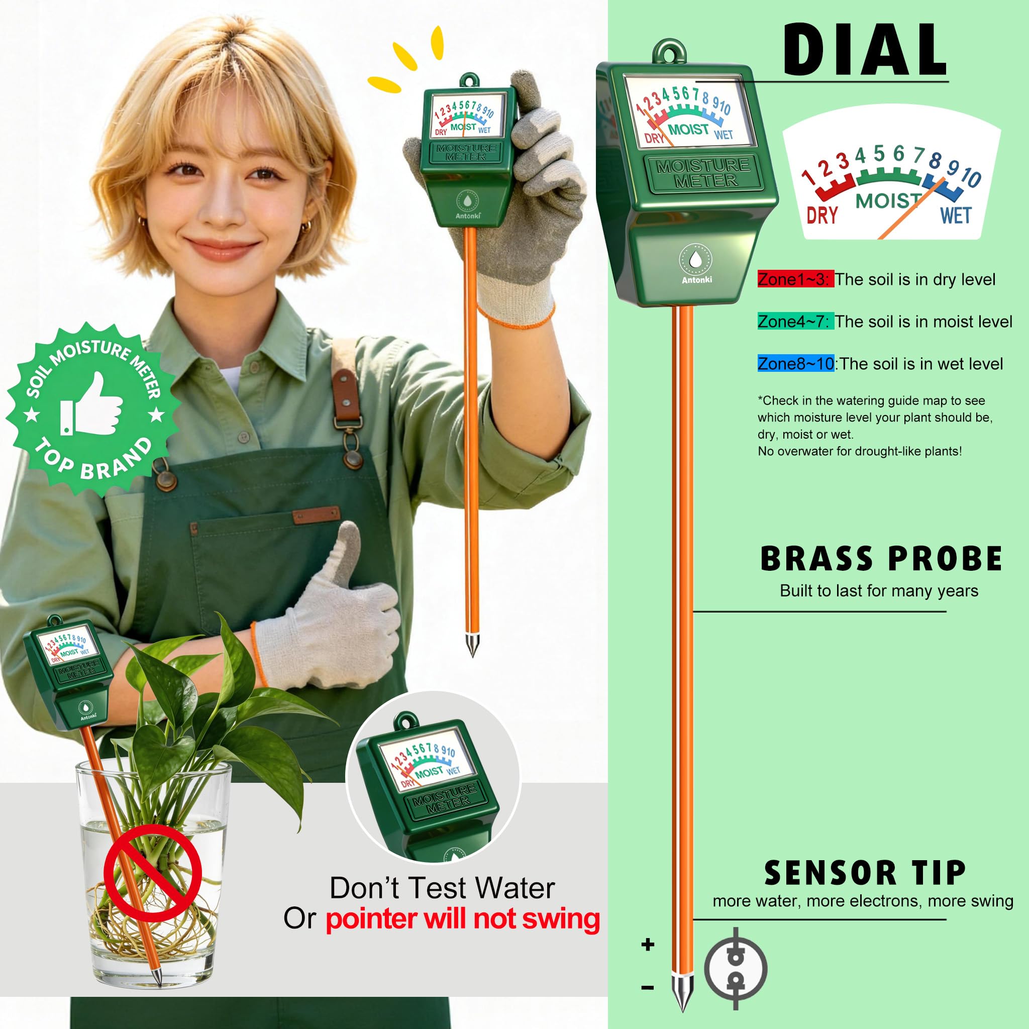 Spring Flower Meter Snapklik.com : Antonki 2 Pack Soil Moisture Meter, Plant Water Meter ...