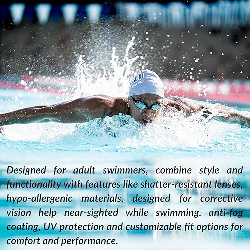 Miniatura 4 de Sporti Gafas ópticas antivaho unisex para adultos, gafas de natación 1.5D a -8.0D, protección UV antivaho para hombres y mujeres