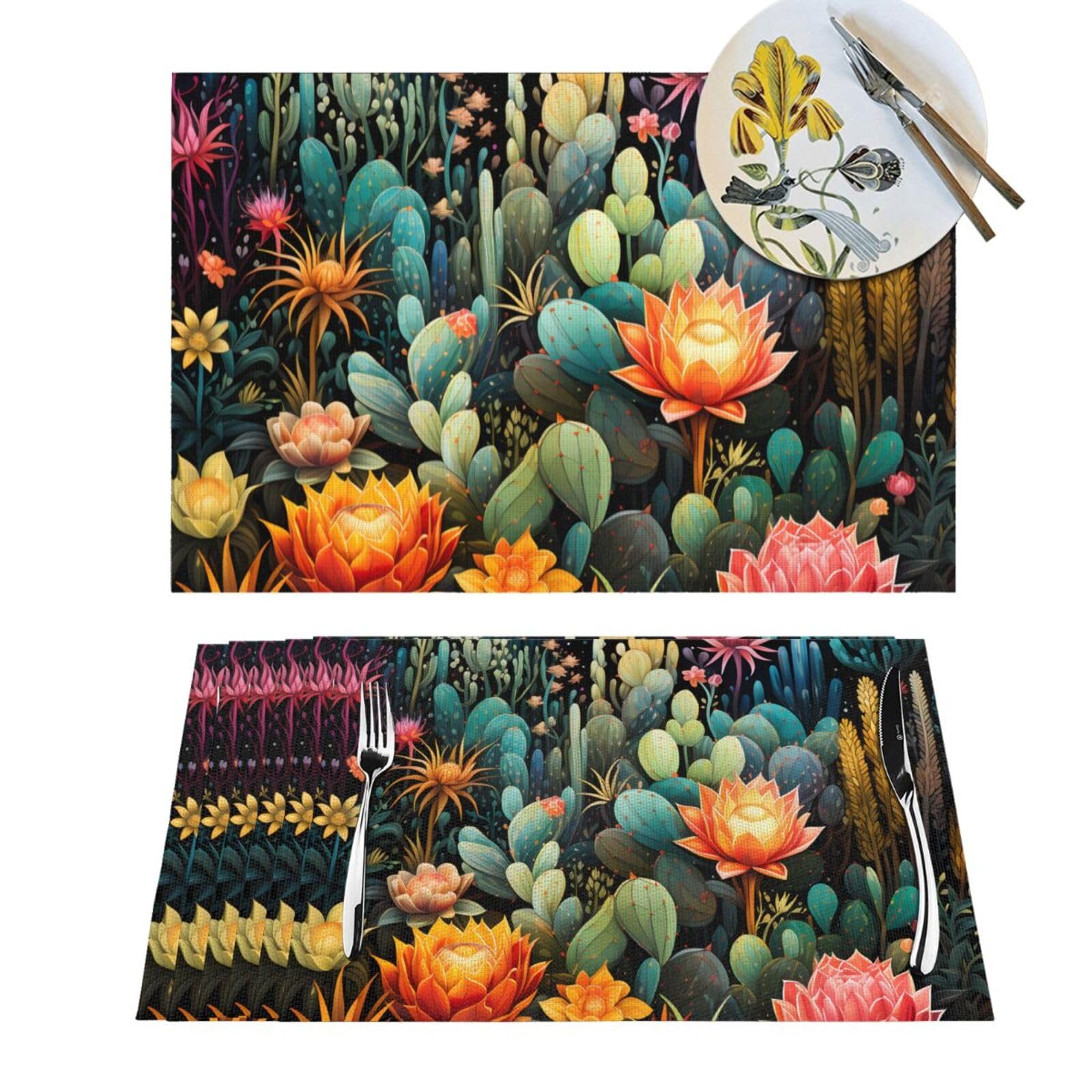 Set de table antidérapant et lavable PVC lot de 4 cactus colorés