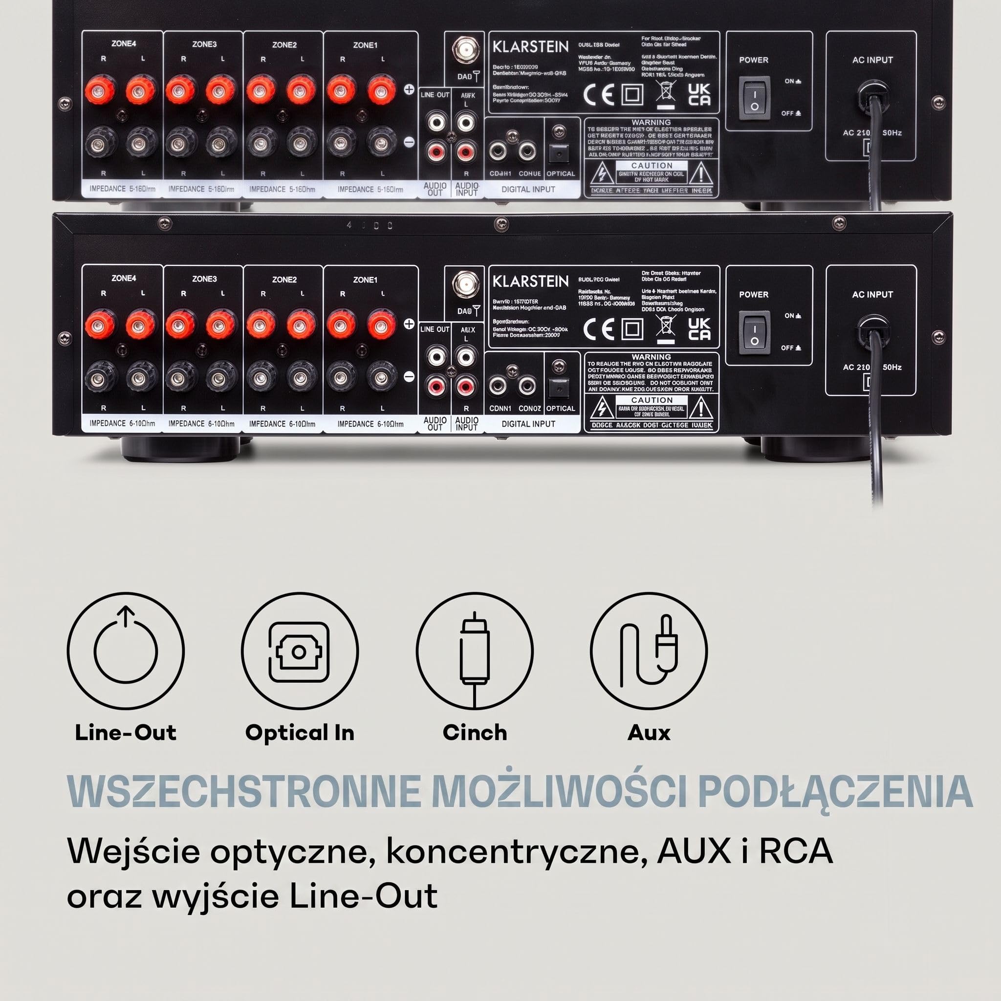 Auna AMP-4000 - Amplificatore stereo HiFi, radio DAB+, telecomando USB, con display LED, nero-bianco