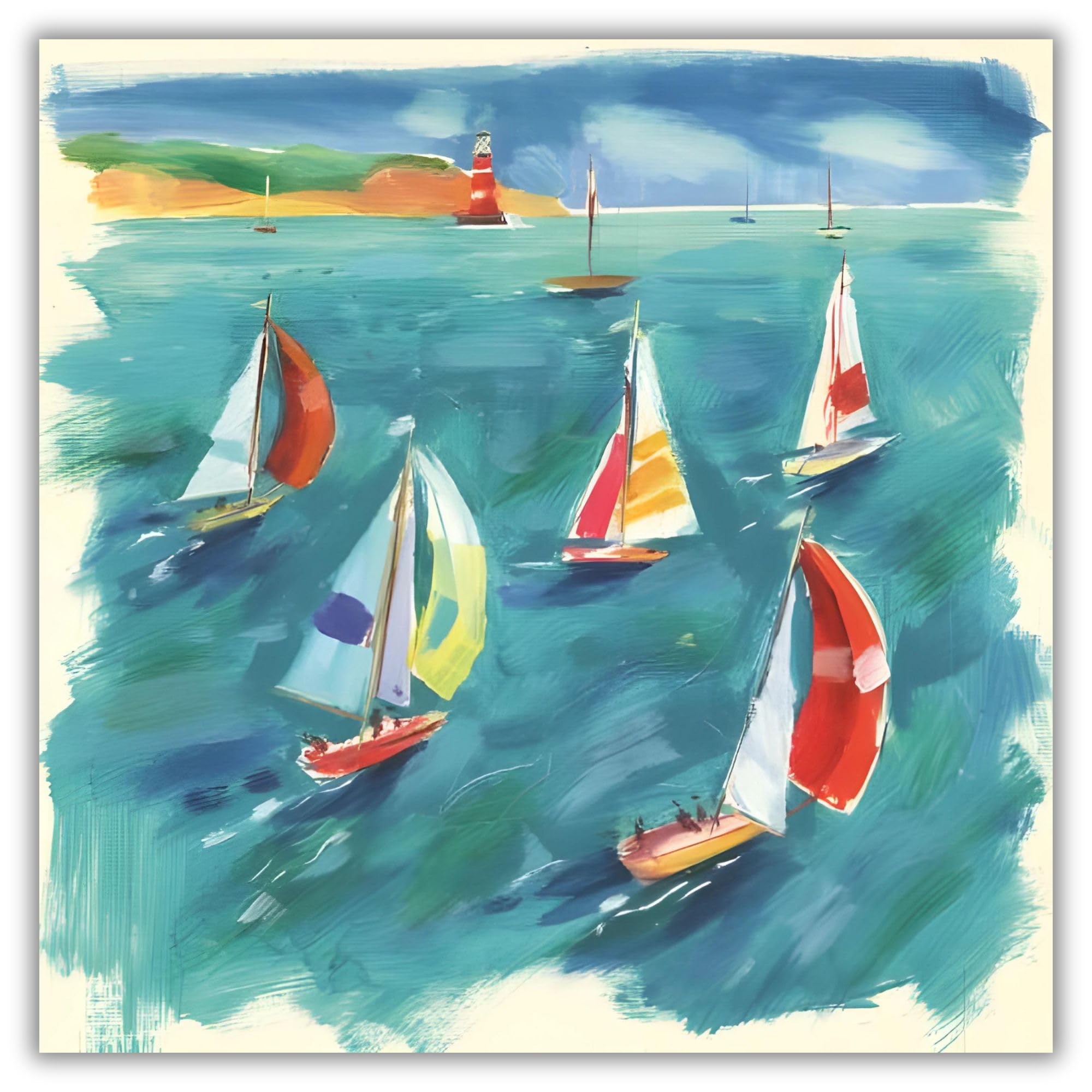 Birthday/Blank Greeting Card For Him/Her - Male/Female - Seaside Scene - Artistic Coastal Design - General Card Suitable For Any Occasion - Made In The UK - Eco-Friendly - View #12
