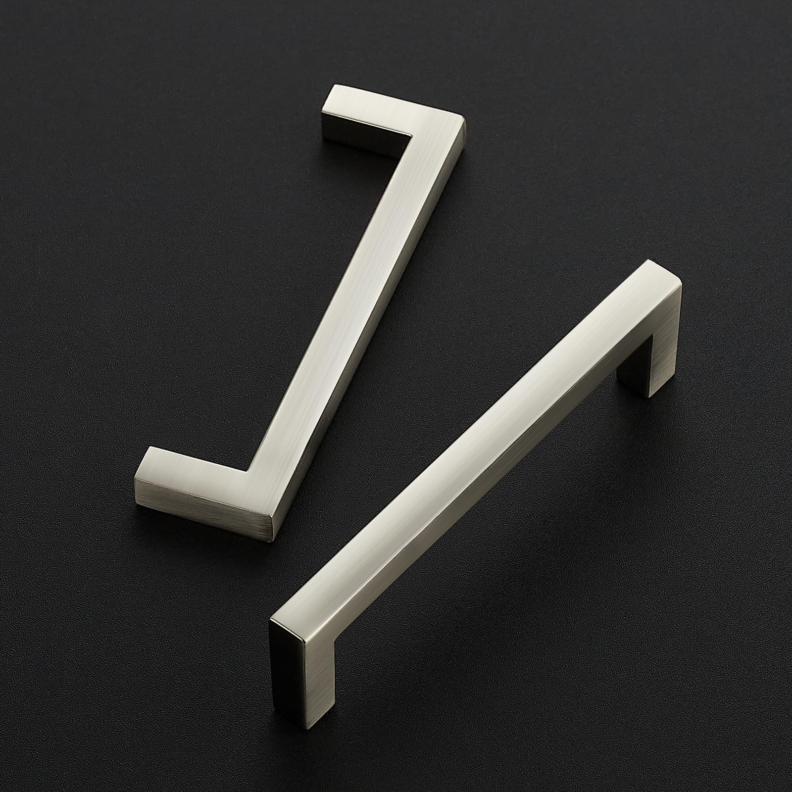 Condition photo showing New/Like New for ravinte brushed nickel solid square cabinet handles 4 inch 10 pack | slim square bar design, solid zinc alloy, modern style, with screwdriver, kitchen cabinet hardware for cupboards, drawers