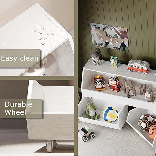 Miniatura 7 de ASTRONAPE Almacenamiento y organizador de juguetes para niños, estantería multifuncional y contenedor de almacenamiento con carrito móvil para niños