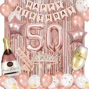 50 Never Looked So Good Banner – Rose Gold Glitter 50th Birthday Decor For Women, Party Backdrop