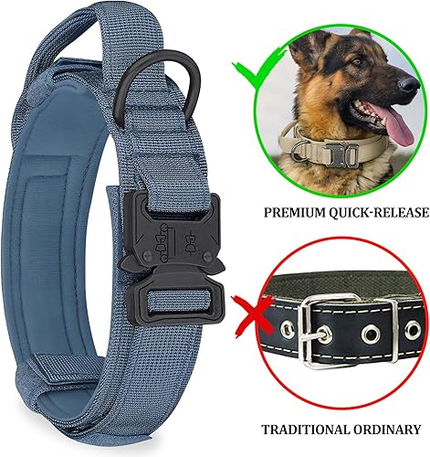 Miniatura 3 de COOYOO Juego de 3 collares tácticos para perros, collar ajustable de nailon para entrenamiento militar con mango de control y hebilla de metal