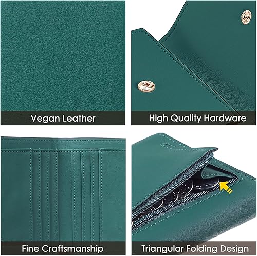 Miniatura 7 de TRAVELAMBO RFID Blocking Small Mini Compact Wallet Coin Pouch Holder Trifold Credit Card Holder Pocket Purse for Women