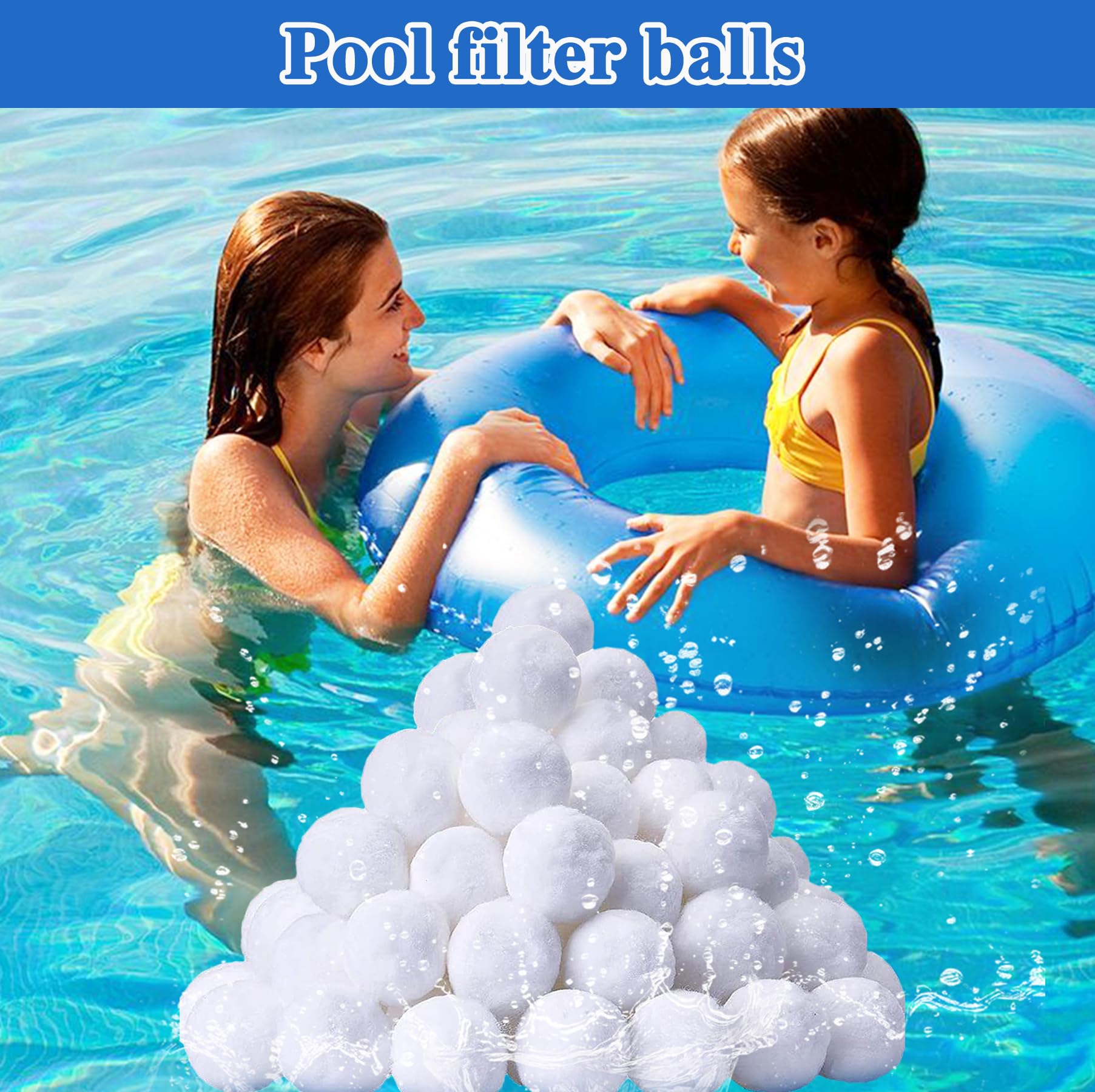 Balles filtrantes de piscine de 1,8 kg, balles filtrantes réutilisables pour filtres à sable de piscine, balles filtrantes bleues légères, remplacent le sable filtrant de 68 kg, adaptées pour les