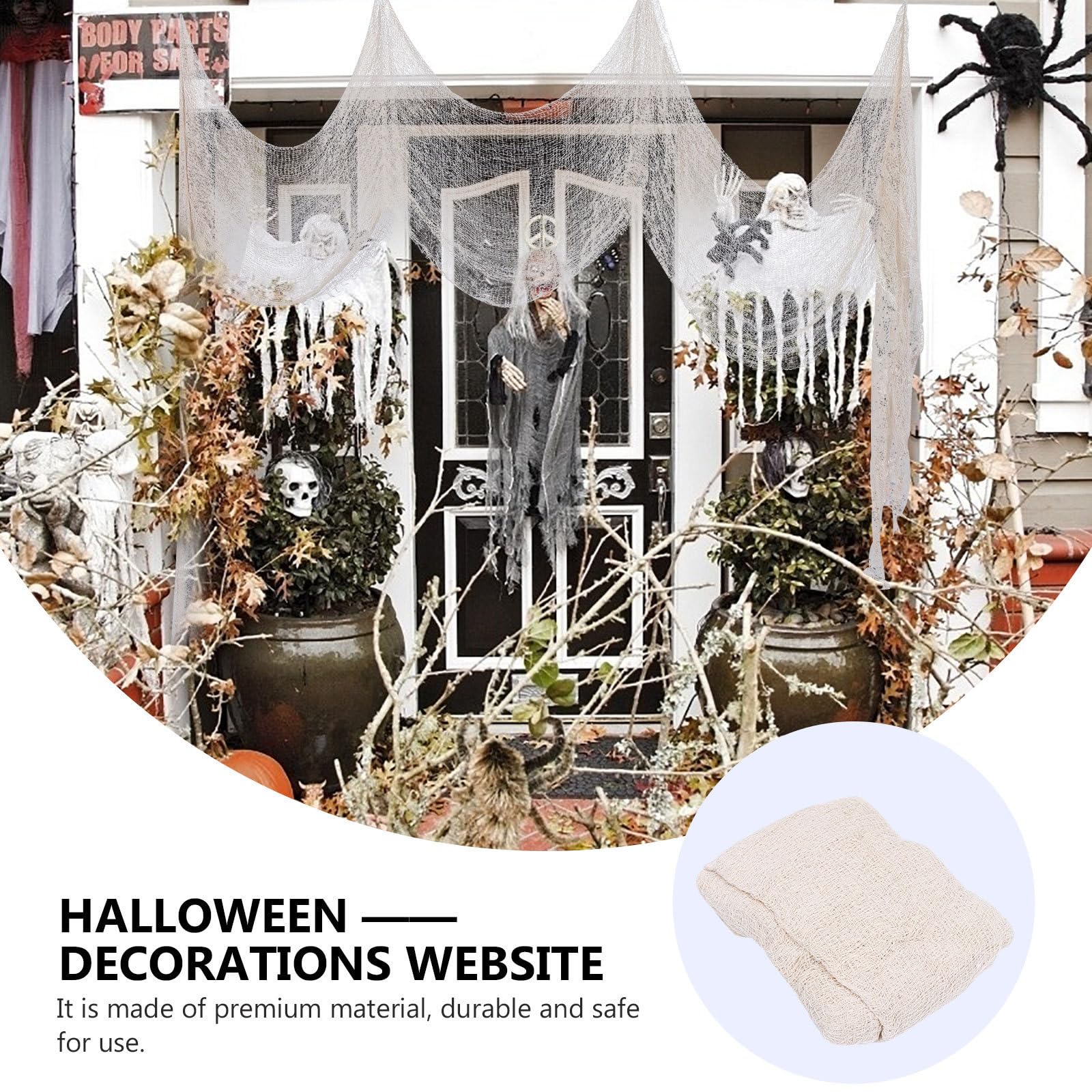 Abaodam 5 Pezzi Decorazione Halloween in Rete di Cotone Beige Facile da Appendere per Foto e Bar Design Misterioso e Atmosfera Inquietante
