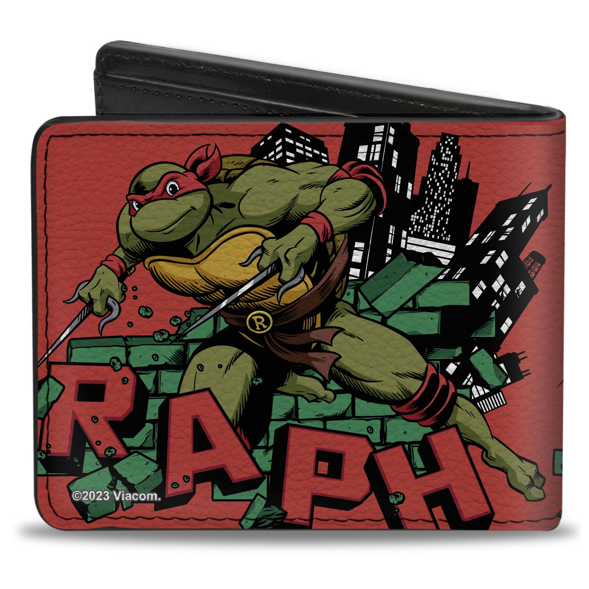 Buckle-Down Nickelodeon Wallet, Bifold, Teenage Mutant Ninja Turtles Raph Action Pose Red, Vegan Leather