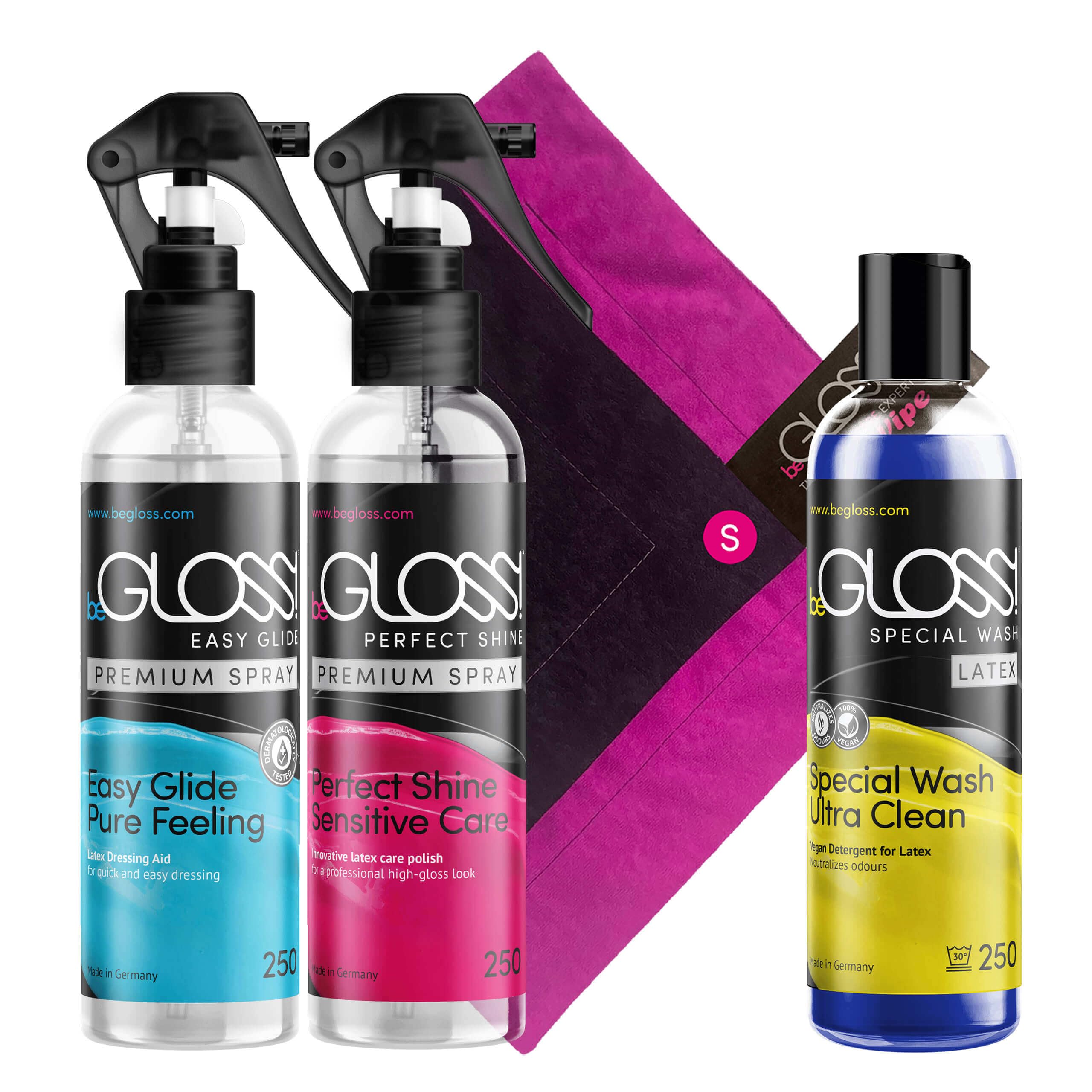 beGLOSS Perfect Shine Premium Spray Latex Polish and Latex polishing Cloth Wipe