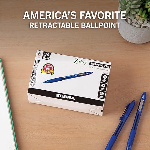 Vista 25 de Zebra Pen Z-Grip 22271 - Bolígrafo retráctil de punta media, 3/64 pulgadas, tinta negra, 7 unidades Negro C
