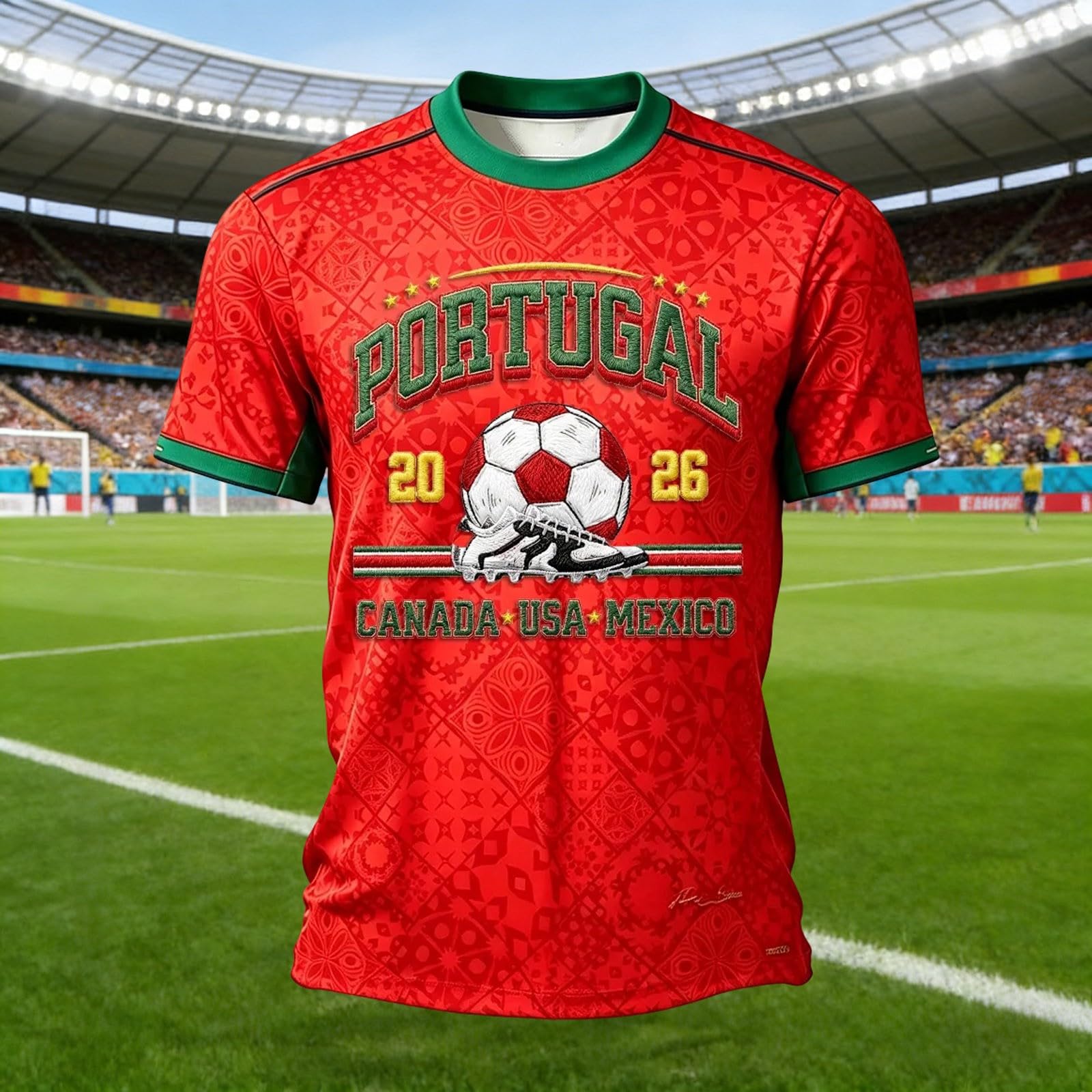 Genérico Camiseta De Portugal 2026,Camiseta De Manga Corta con Estampado TemáTico De Portugal para Aficionados