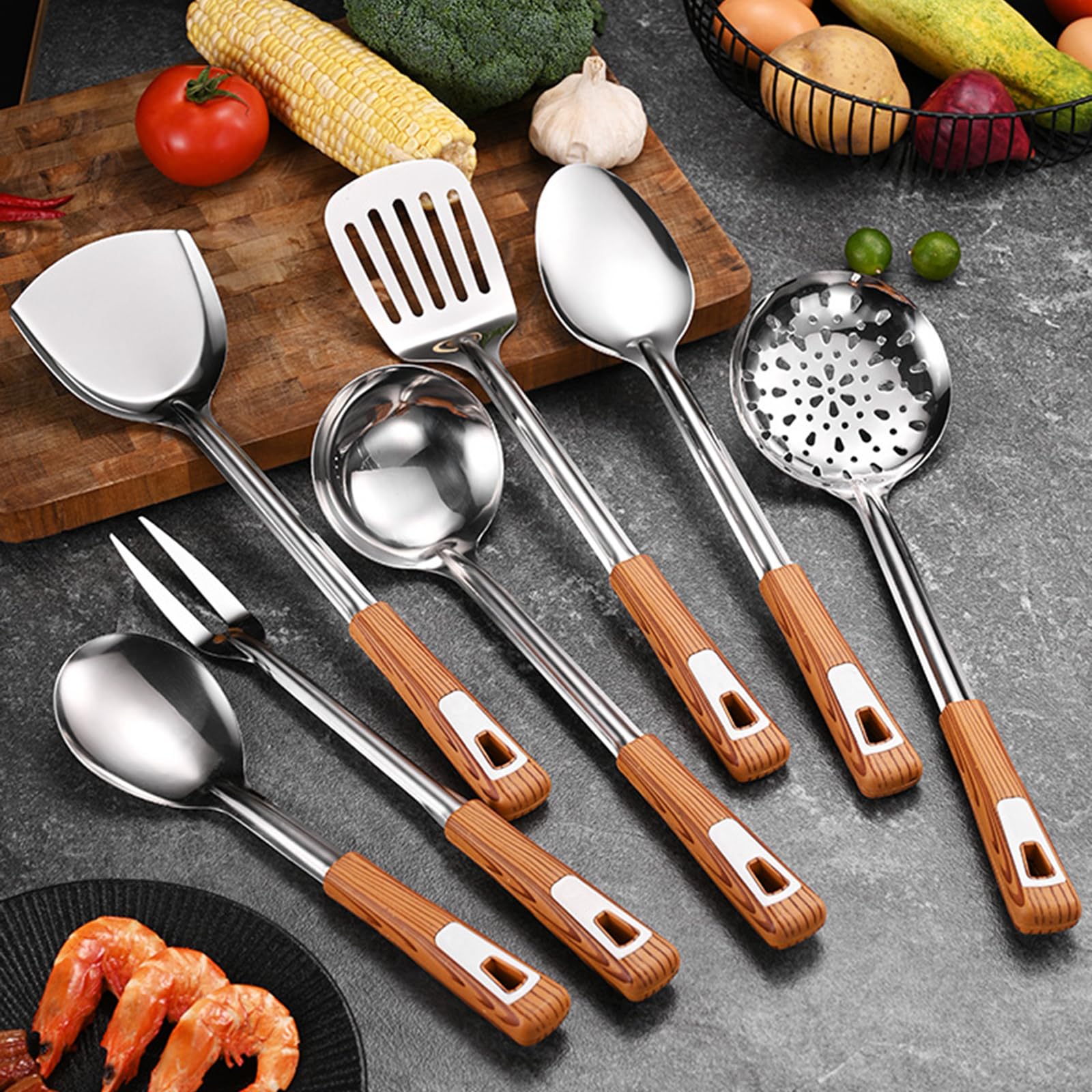 10 Stück Besteck 201 Edelstahl Küchenhelfer Küchenutensilien Kochutensilien Geeignet zum Kochen Menschen Geschenk