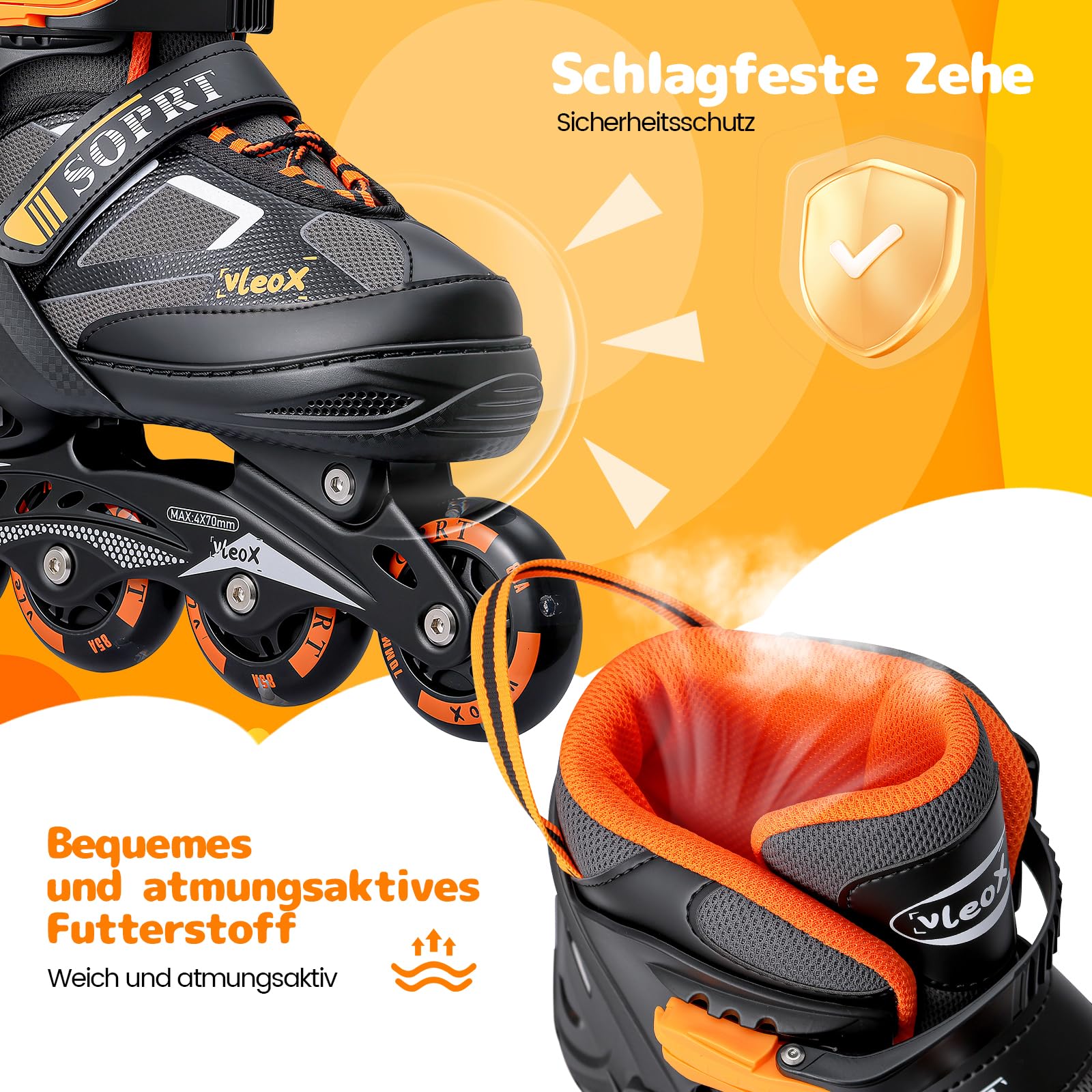Inline Skates Kinder Verstellbar für Mädchen Jungen, 4 Größen Kinder Inline Roller Skates mit Beleuchteten, Rollschuhe inliner Skates für Anfänger