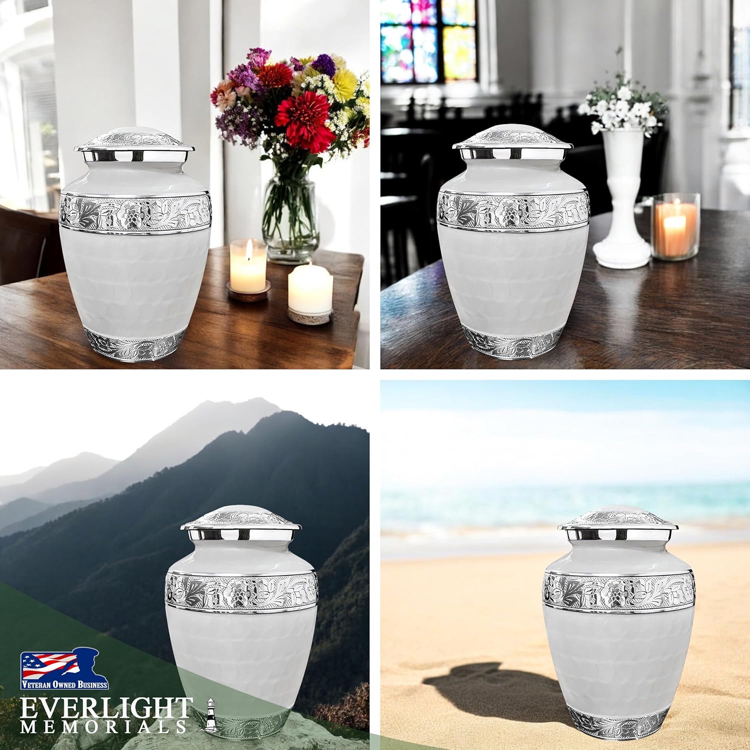 Forever After Cremation Urns for Human Ashes - Forever White Large Decorative Urn for Adult Men & Women - Burial Urns for Adult Human Ashes