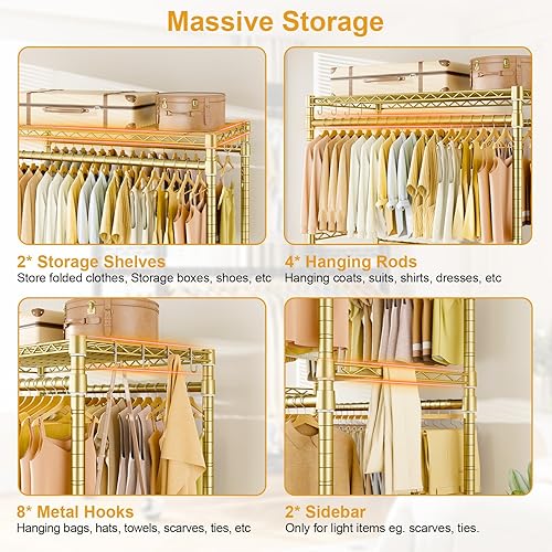 Miniatura 9 de P4 Plus - Perchero resistente para colgar ropa, percheros independientes con ruedas, perchero portátil de 45 pulgadas de ancho x 20.5 pulgadas de